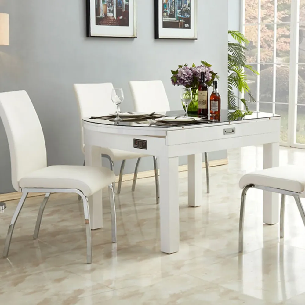 Sedia da pranzo senza braccioli pelle PU glamour Sedie da sala da pranzo metallo per uso domestico Clearhalo