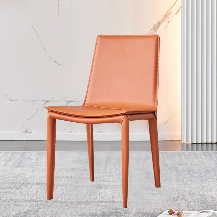 Sedia da pranzo senza braccioli pelle stile moderno Sedia laterale metallo per uso domestico Clearhalo