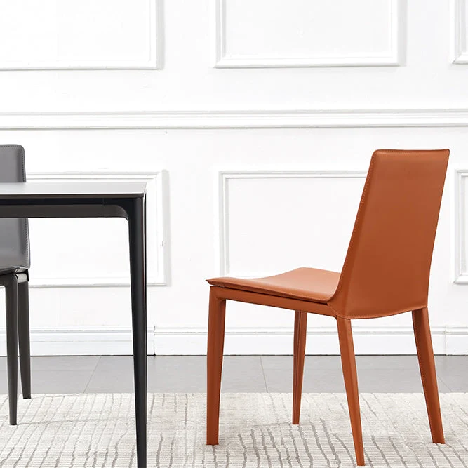 Sedia da pranzo senza braccioli pelle stile moderno Sedia laterale metallo per uso domestico Clearhalo