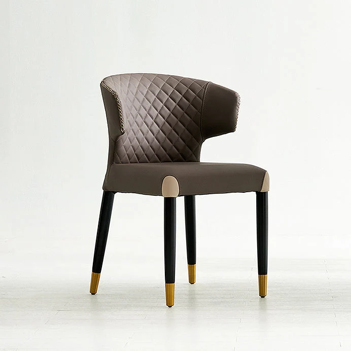 Sedia da pranzo senza braccioli pelle stile minimalista Clearhalo