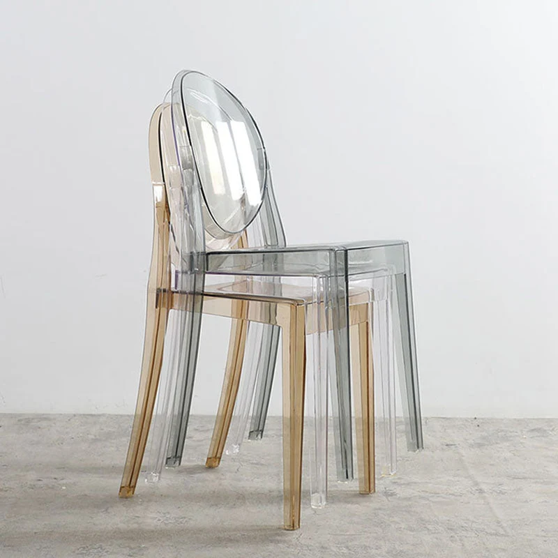 Sedia da pranzo senza braccioli plastica impilabile dal design scandinavo. Sedia laterale con schienale aperto Clearhalo