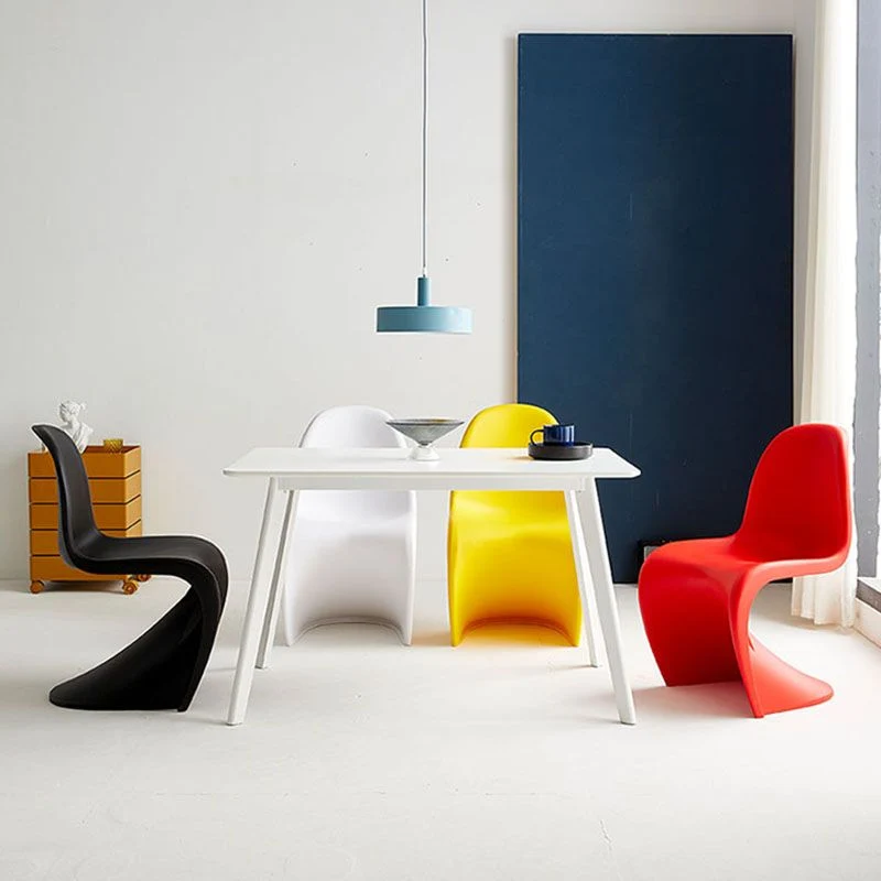 Sedia da pranzo senza braccioli plastica stile moderno, sedia da pranzo impilabile con schienale solido Clearhalo