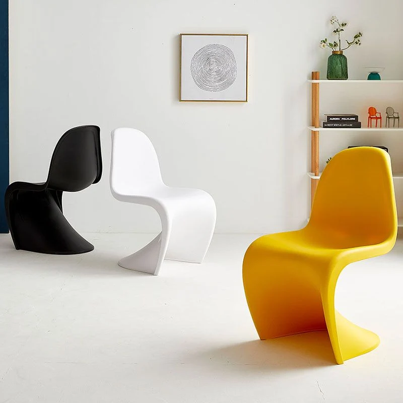 Sedia da pranzo senza braccioli plastica stile moderno, sedia da pranzo impilabile con schienale solido Clearhalo