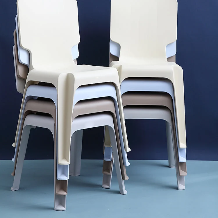Sedia da pranzo senza braccioli plastica stile contemporaneo Sedie da pranzo con schienale solido per la casa Clearhalo