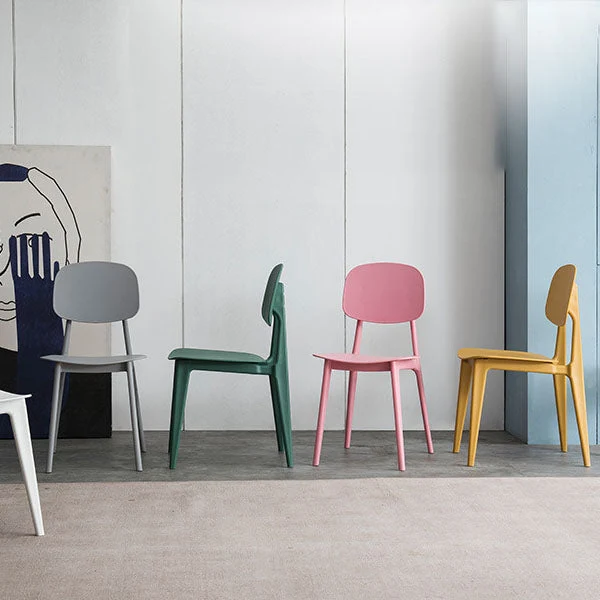 Sedia da pranzo senza braccioli plastica stile moderno, sedie laterali da pranzo con schienale aperto per uso domestico Cl...
