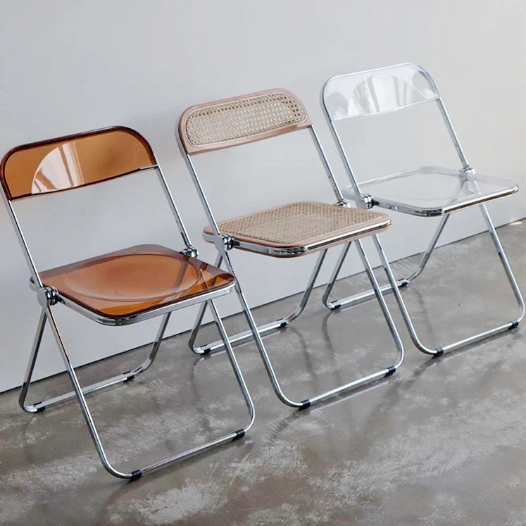 Sedia da pranzo senza braccioli plastica stile industriale Sedia laterale da pranzo singola con schienale aperto Clearhalo