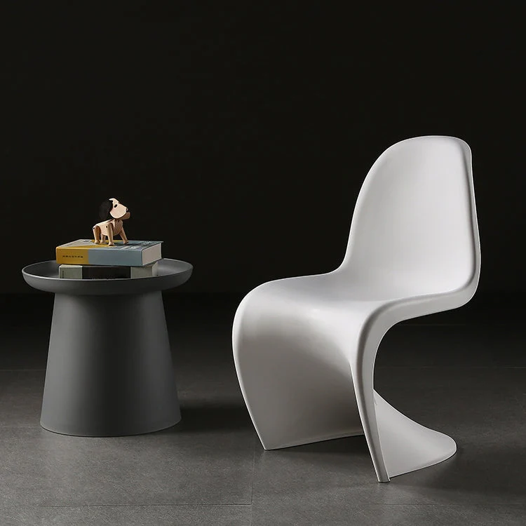Sedia da pranzo senza braccioli plastica stile contemporaneo. Sedia laterale con schienale solido per la casa Clearhalo