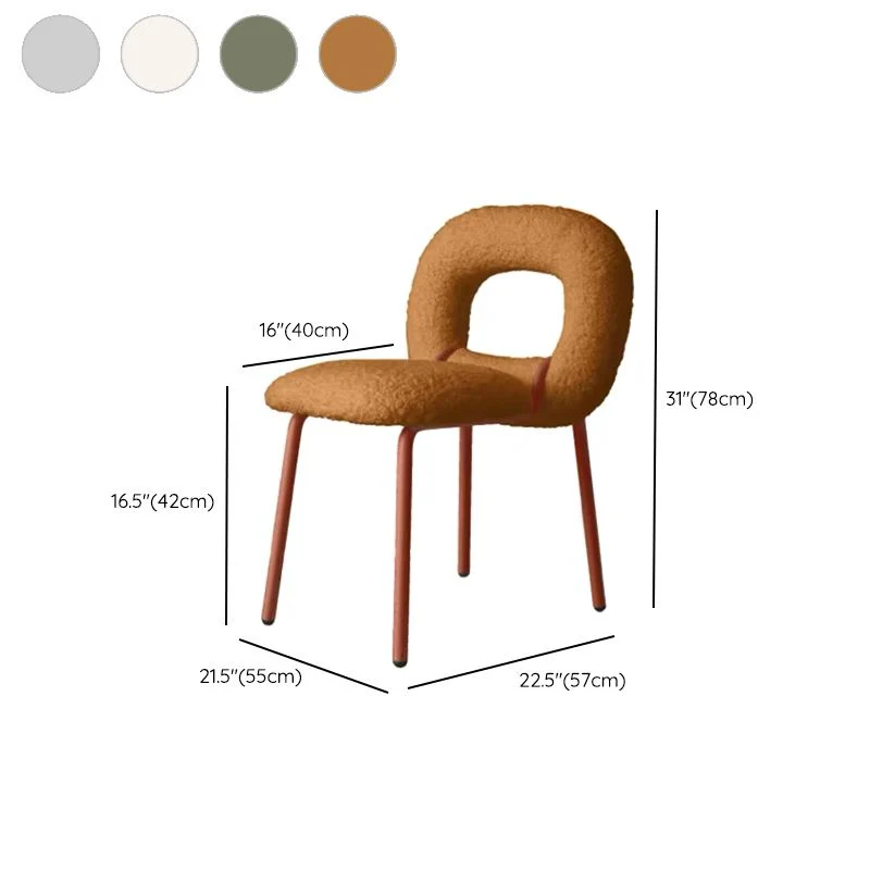 Sedia da pranzo senza braccioli stile designer Sedia velluto con schienale aperto e gambe metallo Clearhalo