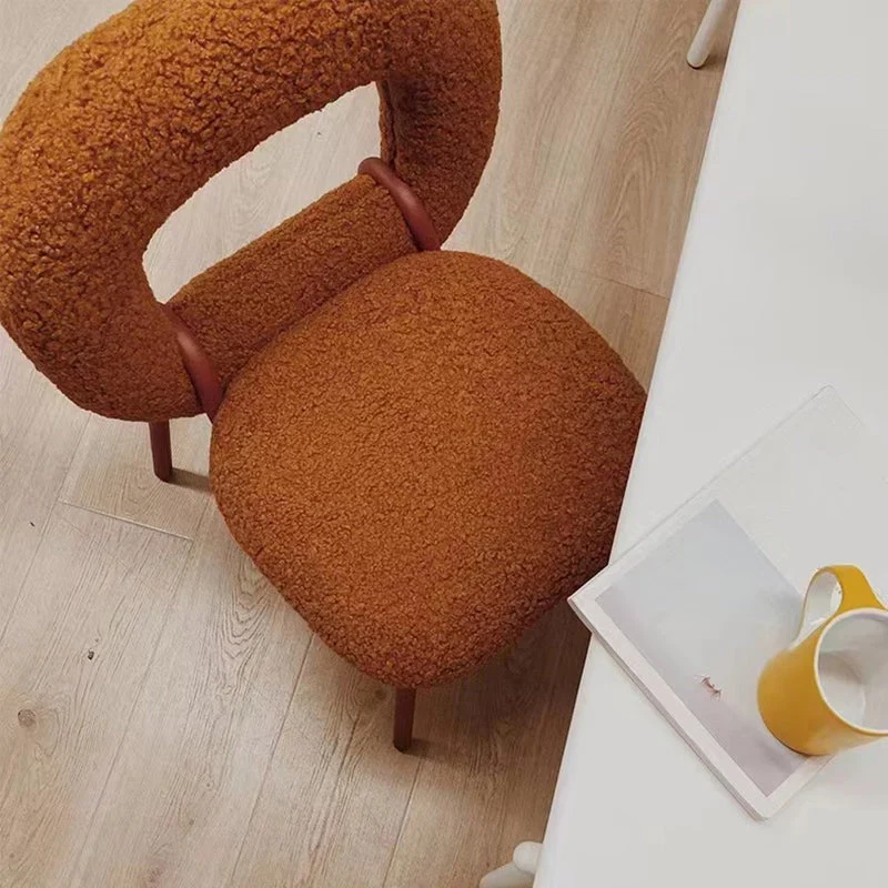 Sedia da pranzo senza braccioli stile designer Sedia velluto con schienale aperto e gambe metallo Clearhalo