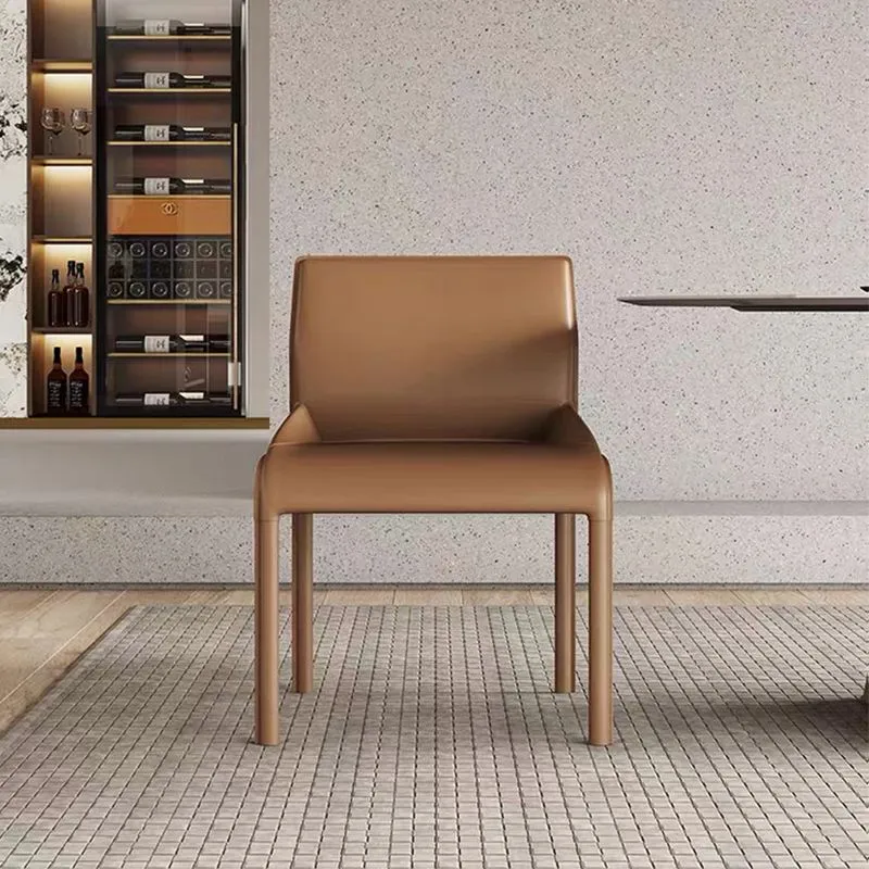 Sedia da pranzo singola pelle di stile designer, sedia laterale con schienale solido Clearhalo