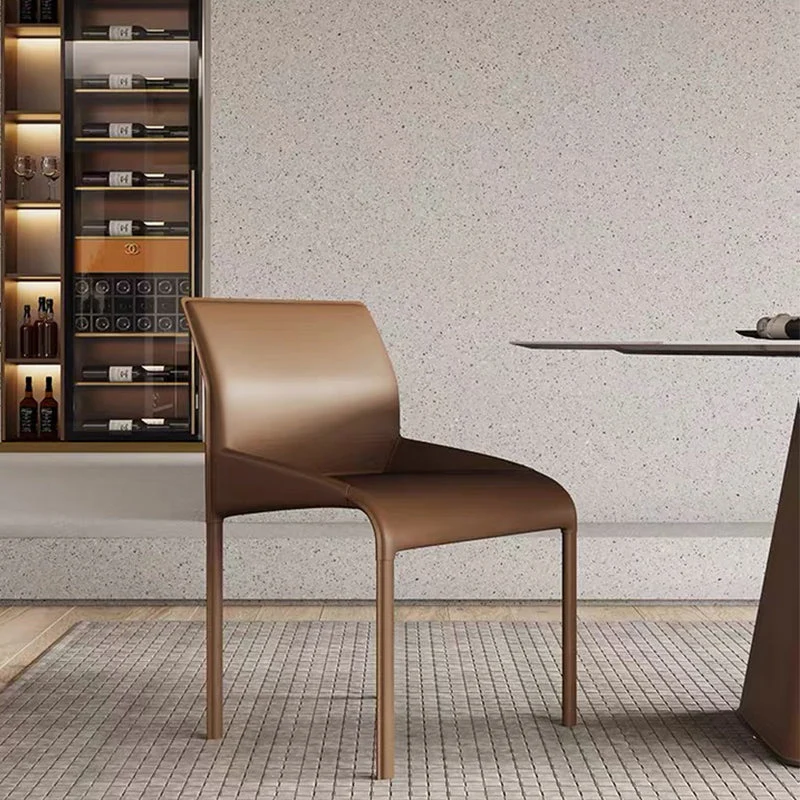 Sedia da pranzo singola pelle di stile designer, sedia laterale con schienale solido Clearhalo