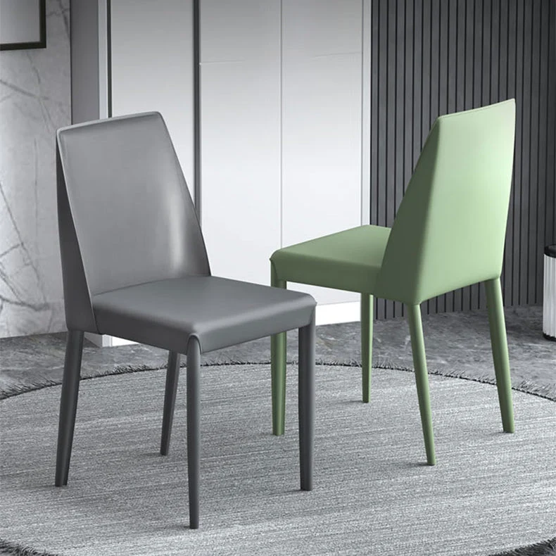 Sedia da pranzo stile designer per la casa, con schienale massiccio, pelle, finitura opaca Clearhalo
