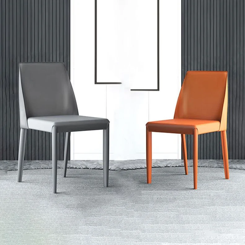Sedia da pranzo stile designer per la casa, con schienale massiccio, pelle, finitura opaca Clearhalo