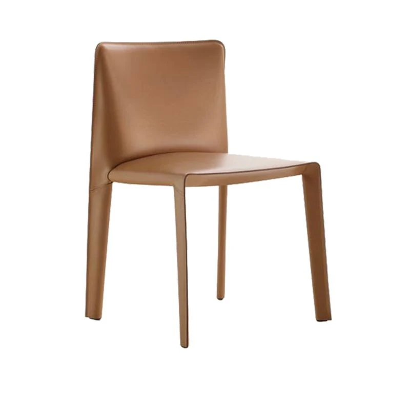 Sedia da pranzo stile designer, sedia laterale pelle, finitura opaca, con schienale massiccio (set di 2) Clearhalo