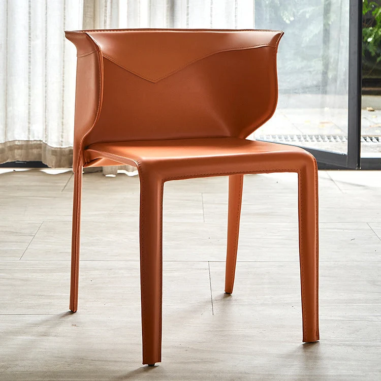 Sedia da pranzo stile designer Wingback Home con braccioli pelle con finitura opaca (set di 2) Clearhalo