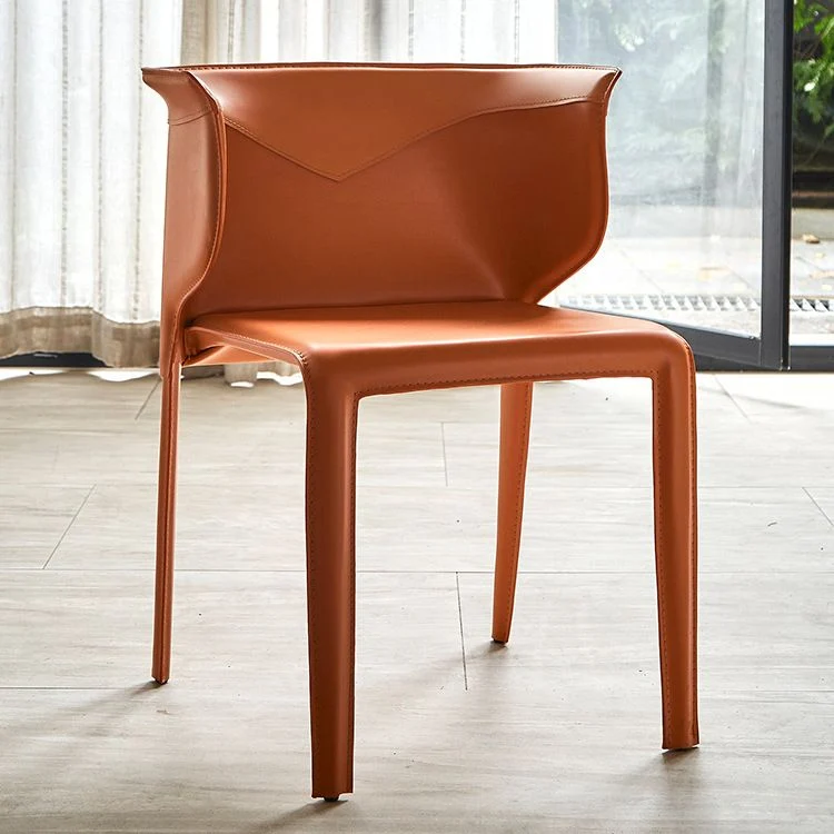 Sedia da pranzo stile designer Wingback Home con braccioli pelle con finitura opaca (set di 2) Clearhalo