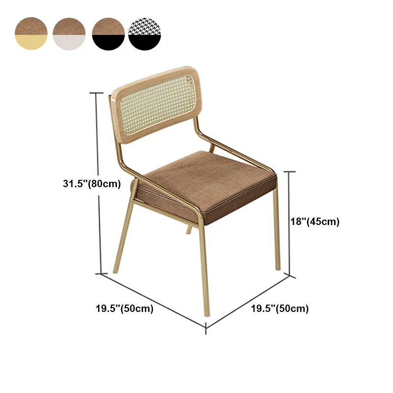 Sedia da pranzo stile glam Sedia con schienale imbottito canna per sala da pranzo Clearhalo