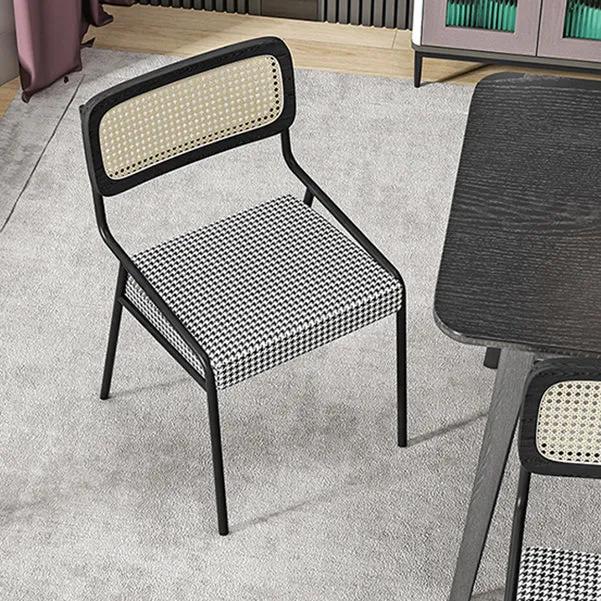 Sedia da pranzo stile glam Sedia con schienale imbottito canna per sala da pranzo Clearhalo