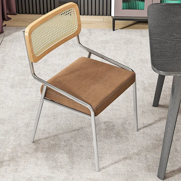 Sedia da pranzo stile glam Sedia con schienale imbottito canna per sala da pranzo Clearhalo