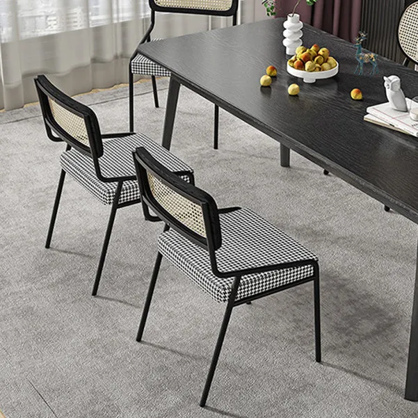 Sedia da pranzo stile glam Sedia con schienale imbottito canna per sala da pranzo Clearhalo