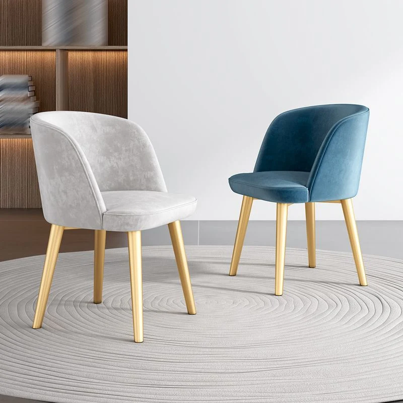Sedia da pranzo stile glamour Sedia da pranzo imbottita con gambe metallo Clearhalo