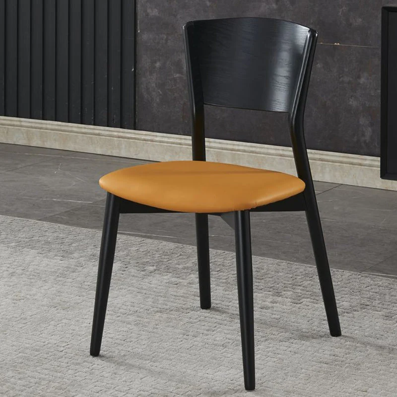 Sedia da pranzo stile industriale Sedia senza braccioli legno massello con schienale aperto Clearhalo