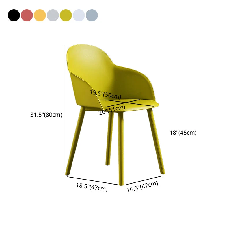 Sedia da pranzo stile moderno con braccioli da cucina e gambe plastica Clearhalo