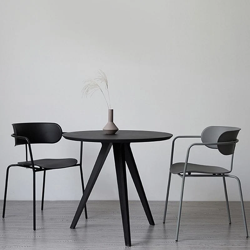 Sedia da pranzo stile moderno con braccioli, plastica, con schienale aperto e base metallo Clearhalo