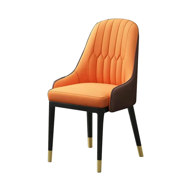 Sedia da pranzo stile moderno con braccioli metallo, schienale massiccio, per cucina Clearhalo
