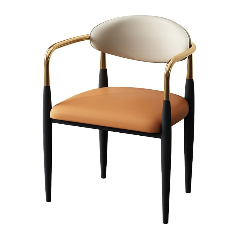 Sedia da pranzo stile moderno Poltrona con braccioli con schienale aperto ecopelle per la casa Clearhalo