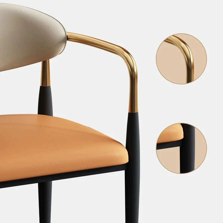 Sedia da pranzo stile moderno Poltrona con braccioli con schienale aperto ecopelle per la casa Clearhalo