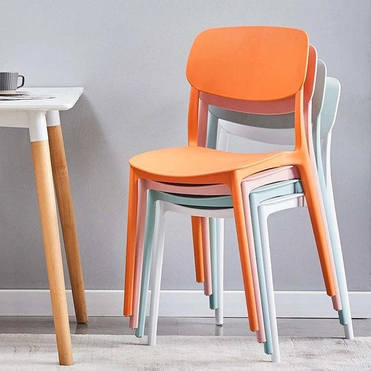 Sedia da pranzo stile moderno Sedia singola da pranzo plastica da cucina senza braccioli Clearhalo