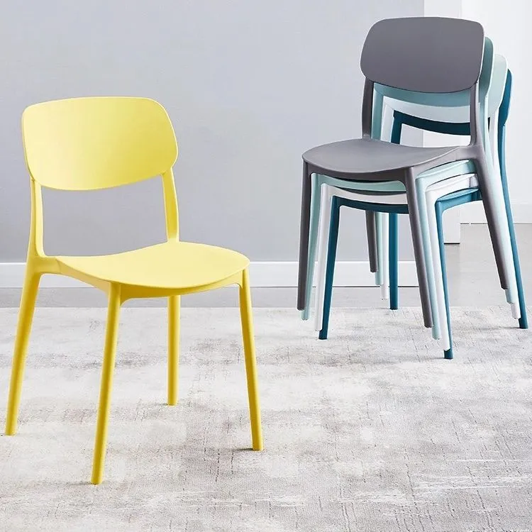 Sedia da pranzo stile moderno Sedia singola da pranzo plastica da cucina senza braccioli Clearhalo