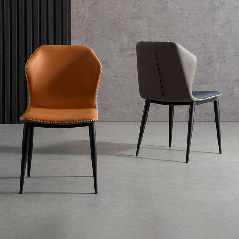 Sedia da pranzo stile moderno, sedie con schienale alto senza braccioli e gambe metallo Clearhalo