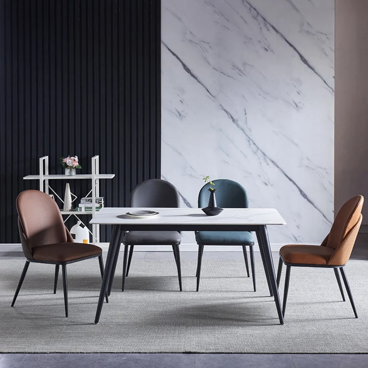 Sedia da pranzo stile moderno Sedie Parsons laterali metallo senza braccioli per cucina Clearhalo