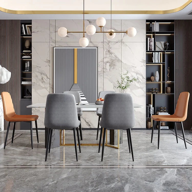 Sedia da pranzo stile moderno Sedie senza braccioli con gambe metallo per cucina Clearhalo
