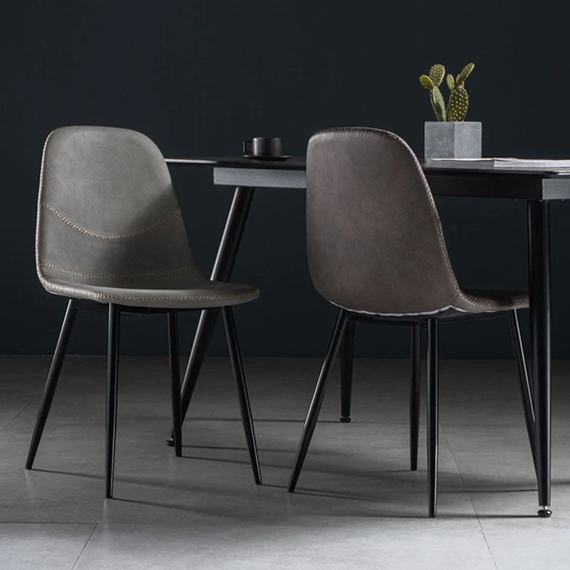 Sedia da pranzo stile moderno senza braccioli con gambe metallo per cucina Clearhalo