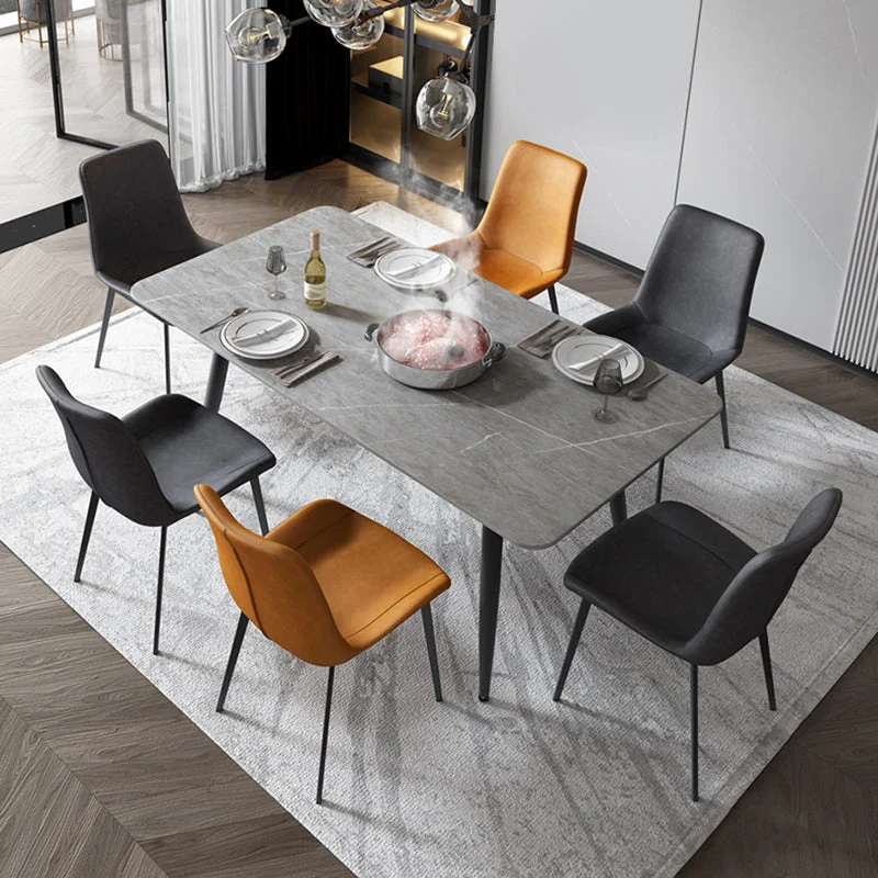 Sedia da pranzo stile moderno senza braccioli per cucina con gambe metallo Clearhalo