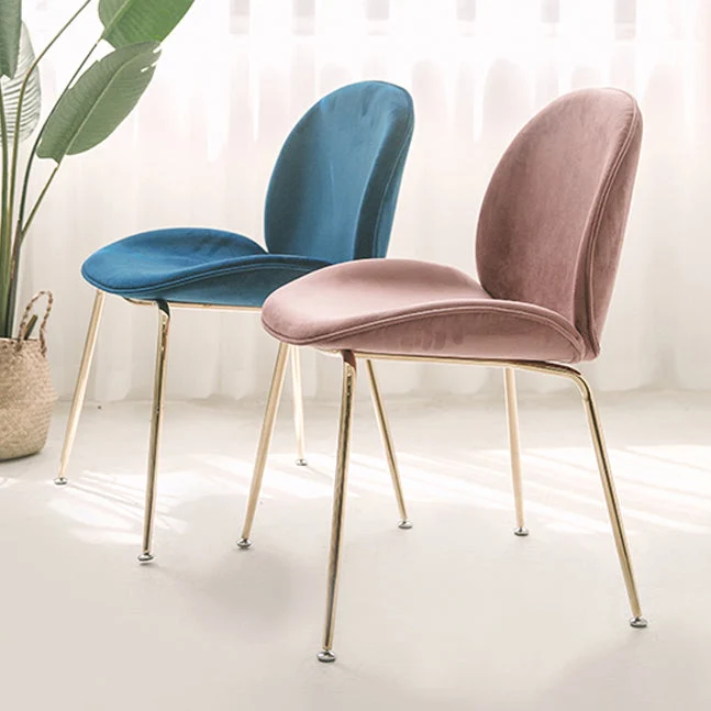 Sedia da pranzo stile nordico glamour, senza braccioli, con gambe metallo Clearhalo