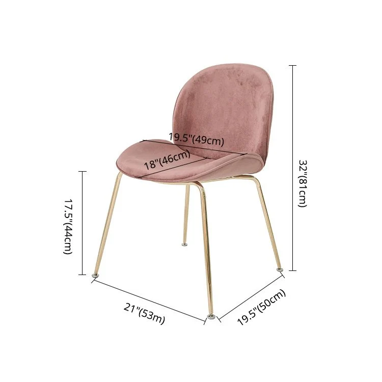 Sedia da pranzo stile nordico glamour, senza braccioli, con gambe metallo Clearhalo