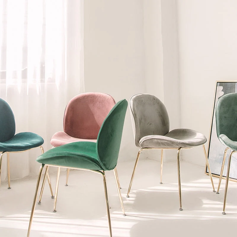 Sedia da pranzo stile nordico glamour, senza braccioli, con gambe metallo Clearhalo