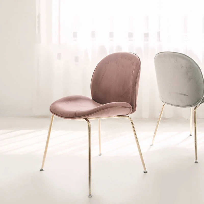 Sedia da pranzo stile nordico glamour, senza braccioli, con gambe metallo Clearhalo