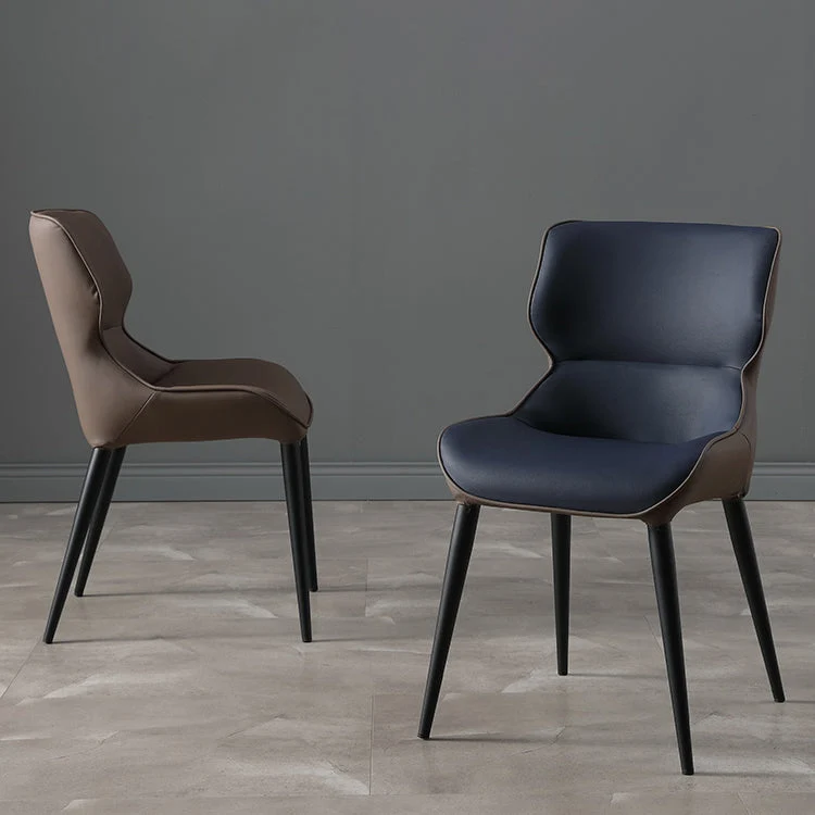 Sedia da pranzo stile scandinavo ecopelle con schienale massiccio e 4 gambe con finitura nera Clearhalo