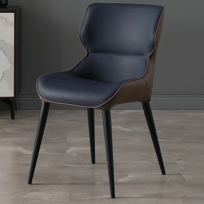 Sedia da pranzo stile scandinavo ecopelle con schienale massiccio e 4 gambe con finitura nera Clearhalo