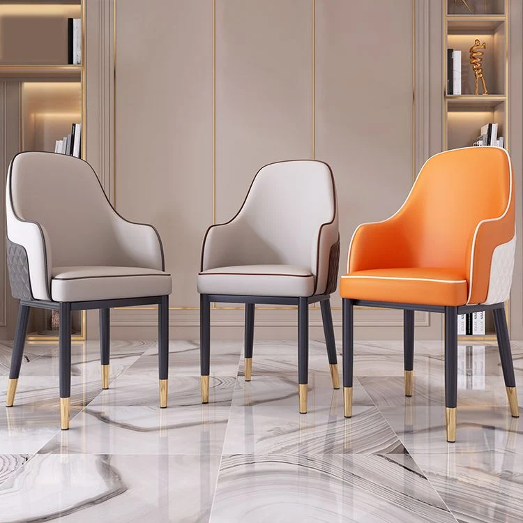 Sedia da pranzo stile scandinavo Sedia da pranzo imbottita metallo con braccioli Clearhalo