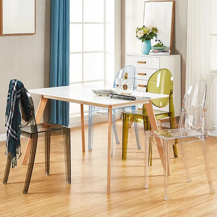 Sedia da pranzo stile scandinavo, sedie da pranzo plastica, senza braccioli, con schienale aperto (set di 4) Clearhalo