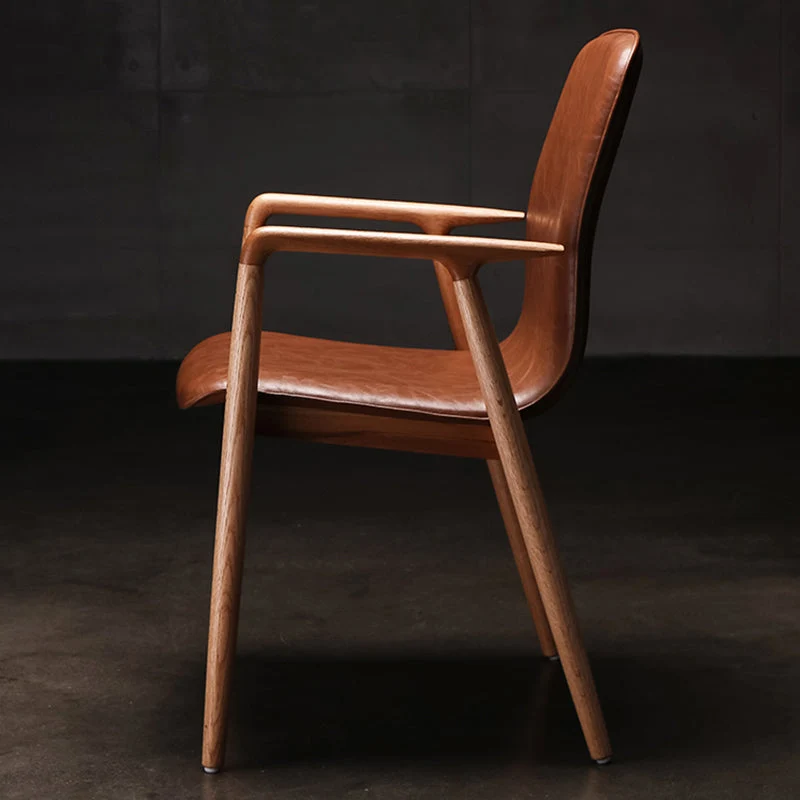 Sedia da pranzo stile tradizionale con braccioli da cucina, sedia singola con gambe legno Clearhalo