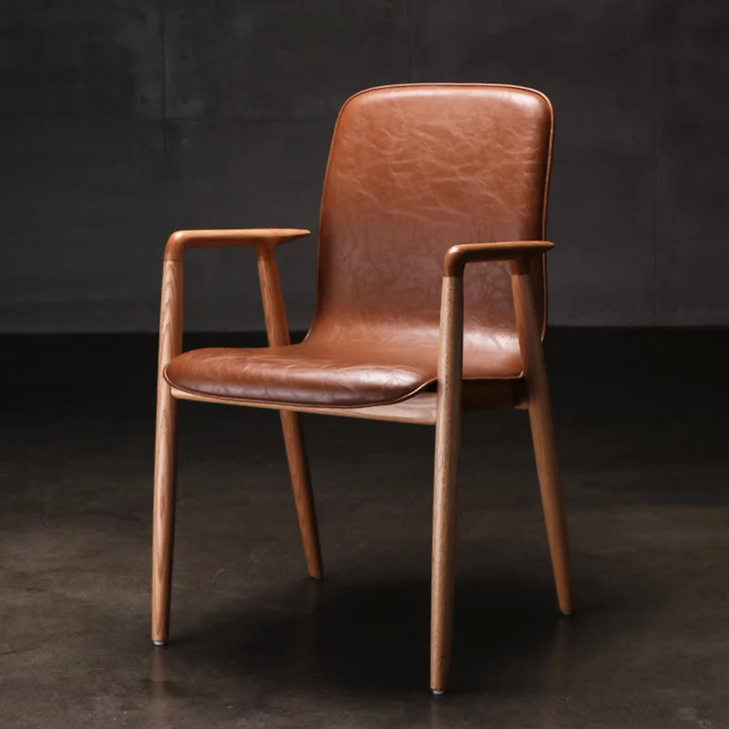 Sedia da pranzo stile tradizionale con braccioli da cucina, sedia singola con gambe legno Clearhalo