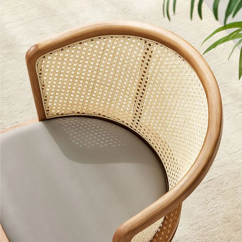 Sedia da pranzo stile tradizionale Poltrona da pranzo legno massello con schienale canna Clearhalo