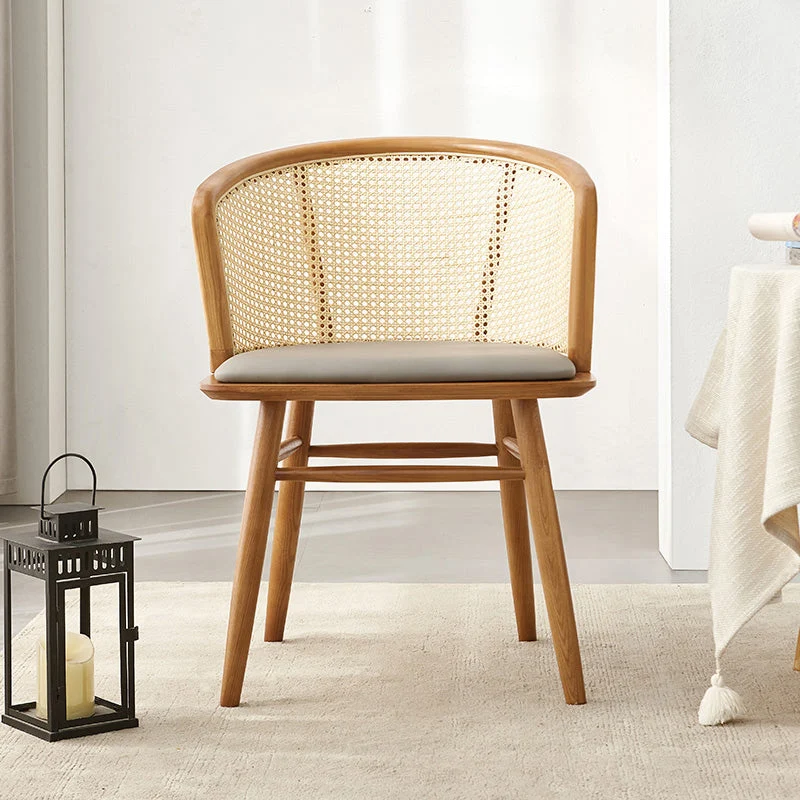 Sedia da pranzo stile tradizionale Poltrona da pranzo legno massello con schienale canna Clearhalo